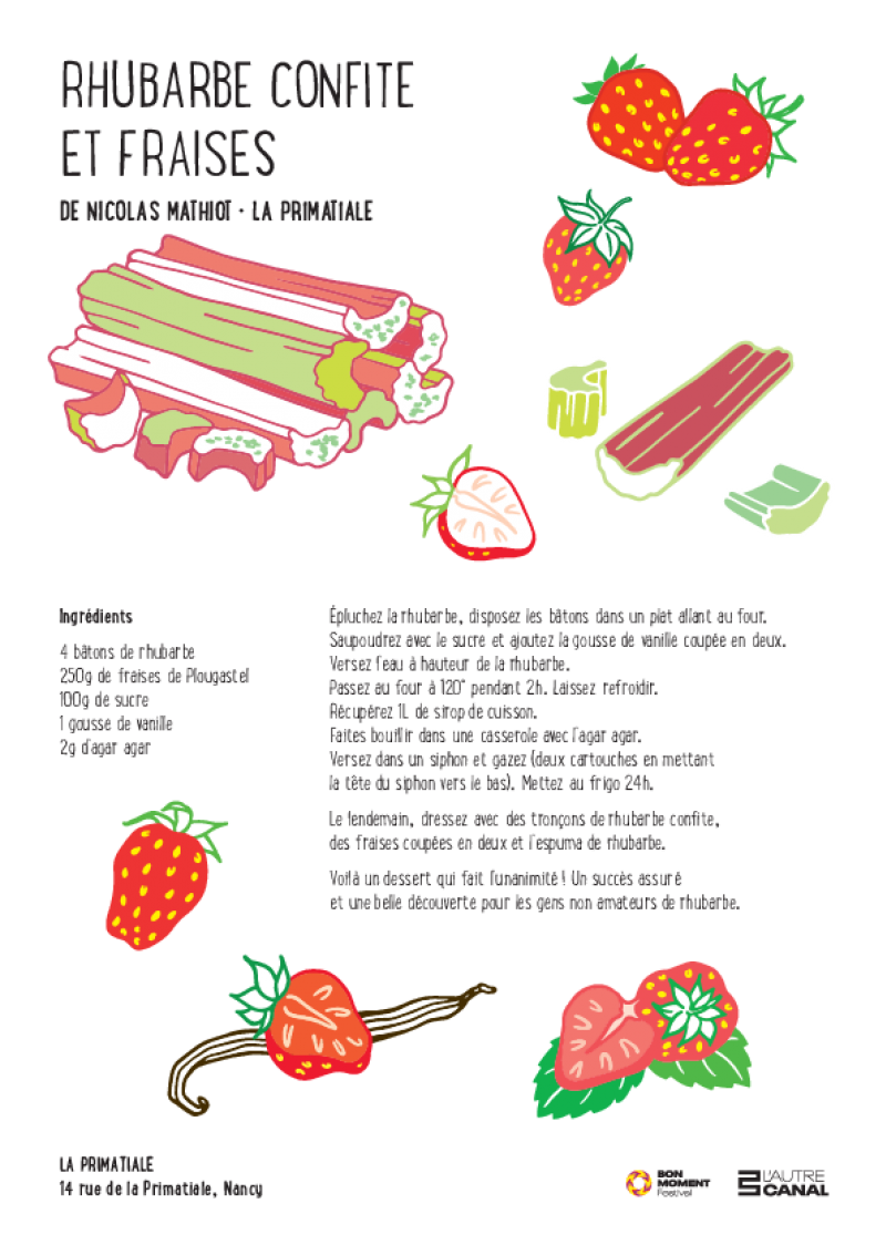 Rhubarbe confite et fraises – La Primatiale